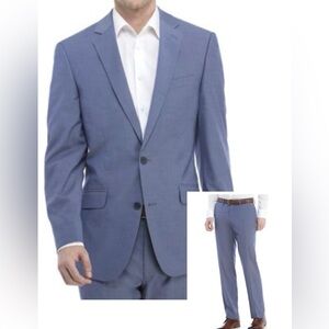 Madison • Blue Chambray Stretch Suit Jacket & Pants